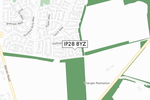 IP28 8YZ map - large scale - OS Open Zoomstack (Ordnance Survey)