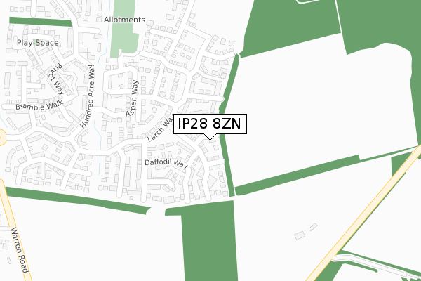 IP28 8ZN map - large scale - OS Open Zoomstack (Ordnance Survey)