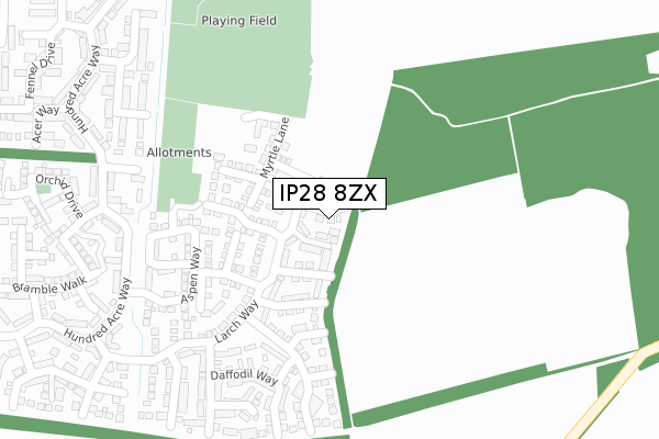 IP28 8ZX map - large scale - OS Open Zoomstack (Ordnance Survey)