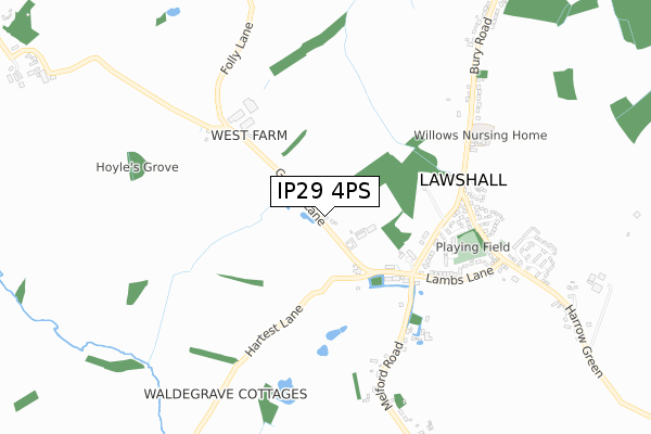 IP29 4PS map - small scale - OS Open Zoomstack (Ordnance Survey)