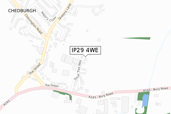 IP29 4WE map - large scale - OS Open Zoomstack (Ordnance Survey)