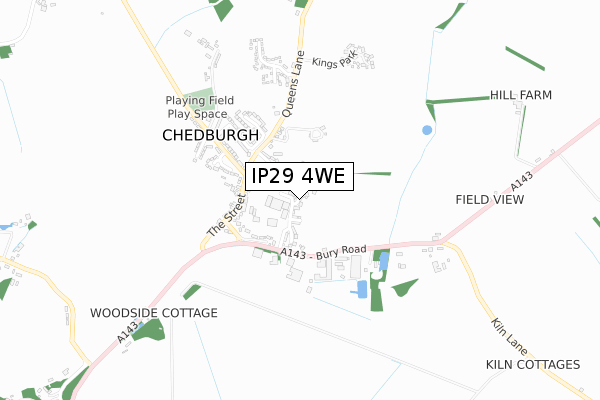 IP29 4WE map - small scale - OS Open Zoomstack (Ordnance Survey)