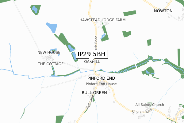 IP29 5BH map - small scale - OS Open Zoomstack (Ordnance Survey)