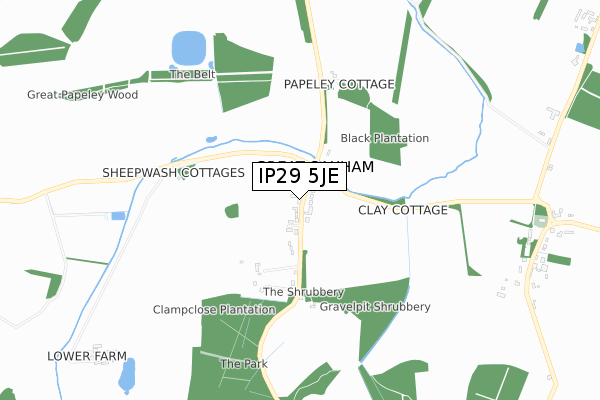 IP29 5JE map - small scale - OS Open Zoomstack (Ordnance Survey)