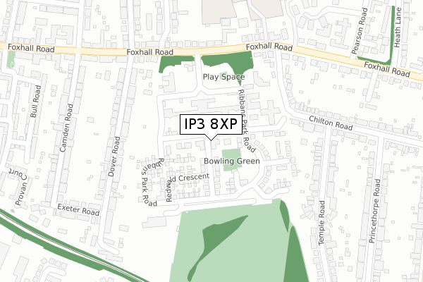 IP3 8XP map - large scale - OS Open Zoomstack (Ordnance Survey)