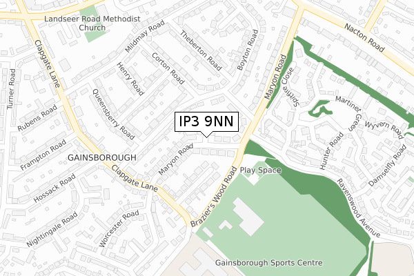 IP3 9NN map - large scale - OS Open Zoomstack (Ordnance Survey)