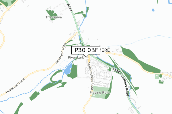 IP30 0BF map - small scale - OS Open Zoomstack (Ordnance Survey)