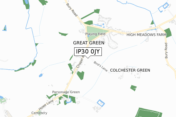 IP30 0JY map - small scale - OS Open Zoomstack (Ordnance Survey)