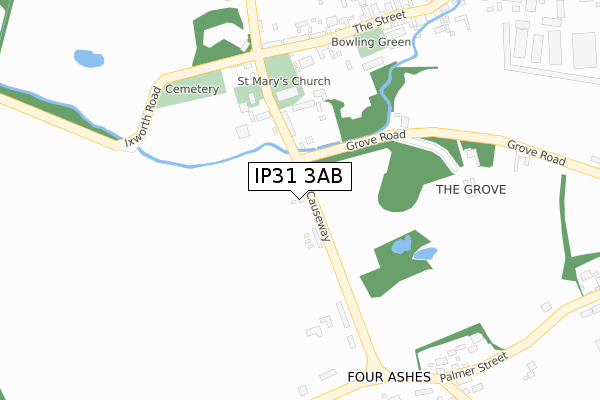 IP31 3AB map - large scale - OS Open Zoomstack (Ordnance Survey)