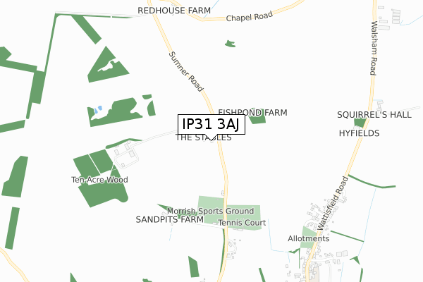 IP31 3AJ map - small scale - OS Open Zoomstack (Ordnance Survey)