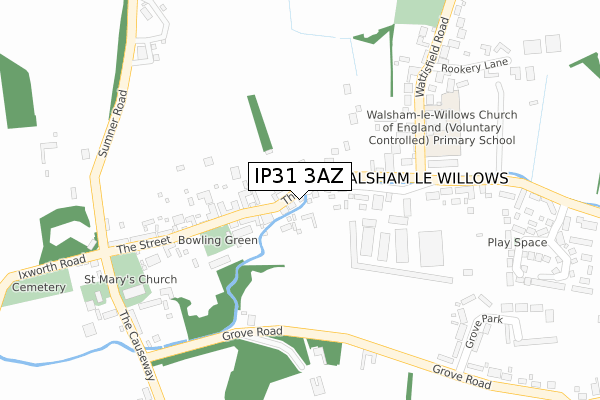 IP31 3AZ map - large scale - OS Open Zoomstack (Ordnance Survey)