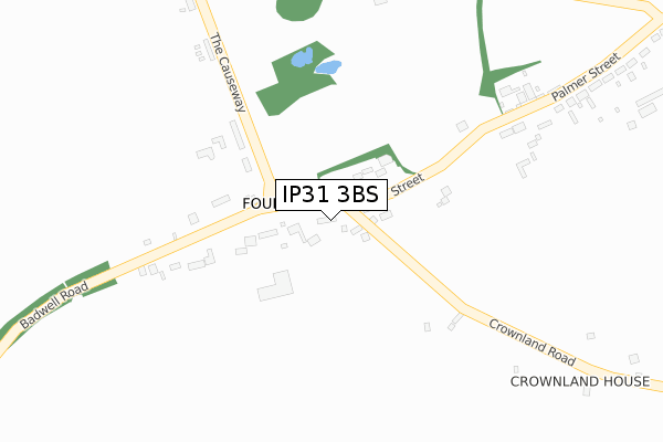 IP31 3BS map - large scale - OS Open Zoomstack (Ordnance Survey)