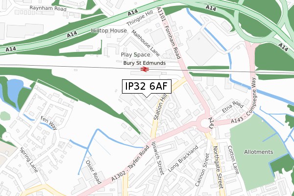 IP32 6AF map - large scale - OS Open Zoomstack (Ordnance Survey)