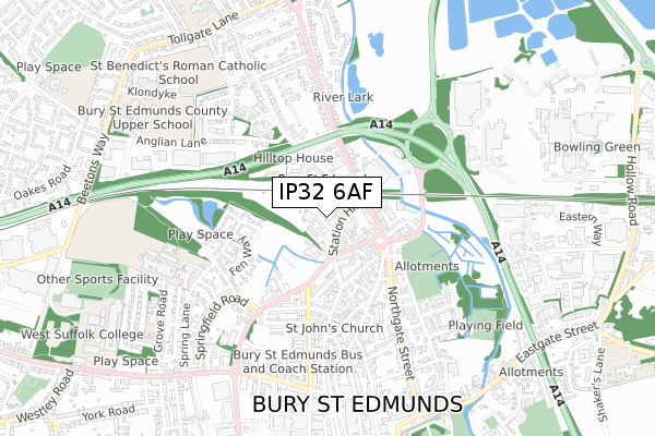 IP32 6AF map - small scale - OS Open Zoomstack (Ordnance Survey)