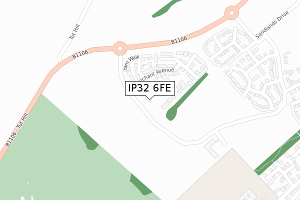 IP32 6FE map - large scale - OS Open Zoomstack (Ordnance Survey)