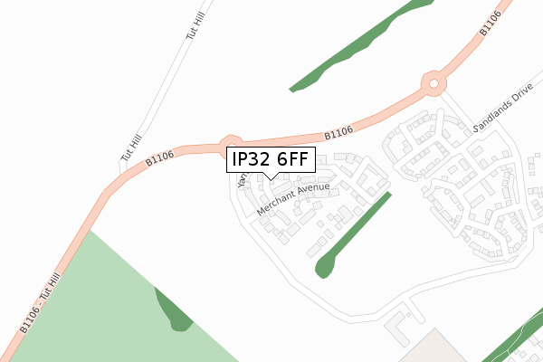 IP32 6FF map - large scale - OS Open Zoomstack (Ordnance Survey)