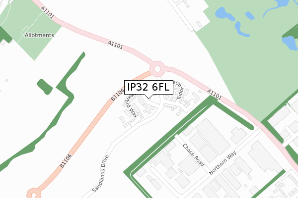 IP32 6FL map - large scale - OS Open Zoomstack (Ordnance Survey)