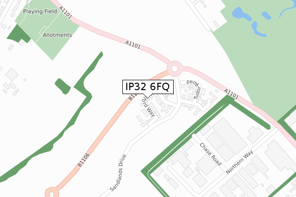 IP32 6FQ map - large scale - OS Open Zoomstack (Ordnance Survey)