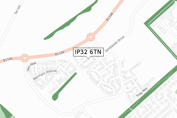 IP32 6TN map - large scale - OS Open Zoomstack (Ordnance Survey)