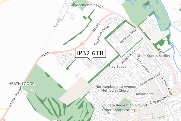 IP32 6TR map - small scale - OS Open Zoomstack (Ordnance Survey)