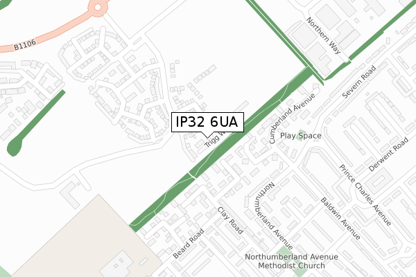 IP32 6UA map - large scale - OS Open Zoomstack (Ordnance Survey)