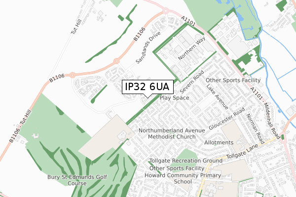 IP32 6UA map - small scale - OS Open Zoomstack (Ordnance Survey)