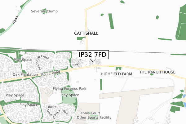 IP32 7FD map - small scale - OS Open Zoomstack (Ordnance Survey)