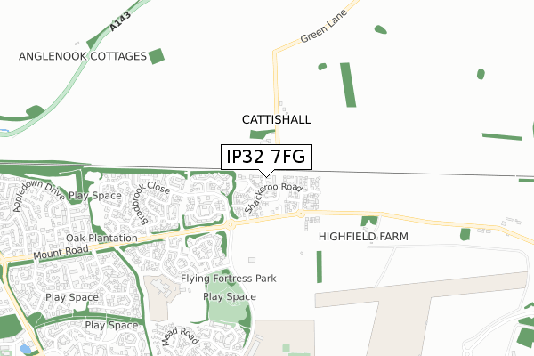 IP32 7FG map - small scale - OS Open Zoomstack (Ordnance Survey)