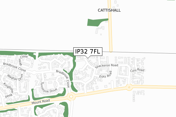 IP32 7FL map - large scale - OS Open Zoomstack (Ordnance Survey)