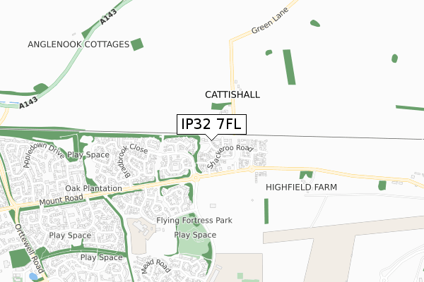 IP32 7FL map - small scale - OS Open Zoomstack (Ordnance Survey)