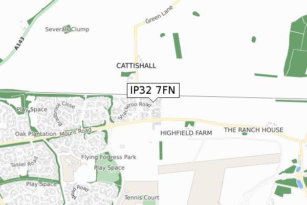 IP32 7FN map - small scale - OS Open Zoomstack (Ordnance Survey)