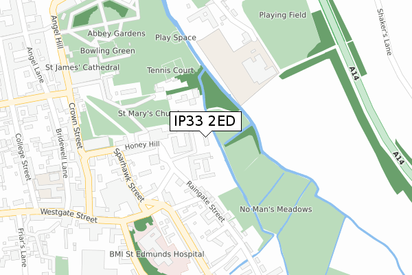 IP33 2ED map - large scale - OS Open Zoomstack (Ordnance Survey)