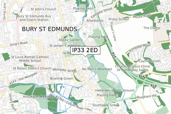 IP33 2ED map - small scale - OS Open Zoomstack (Ordnance Survey)