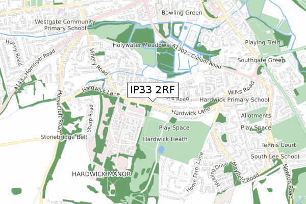 IP33 2RF map - small scale - OS Open Zoomstack (Ordnance Survey)