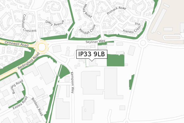 IP33 9LB map - large scale - OS Open Zoomstack (Ordnance Survey)