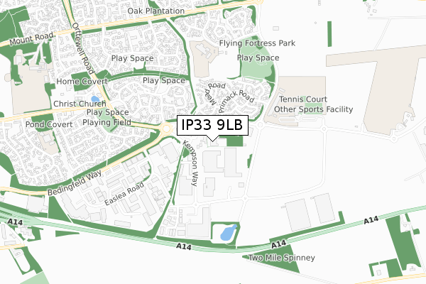 IP33 9LB map - small scale - OS Open Zoomstack (Ordnance Survey)