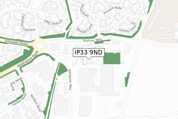 IP33 9ND map - large scale - OS Open Zoomstack (Ordnance Survey)