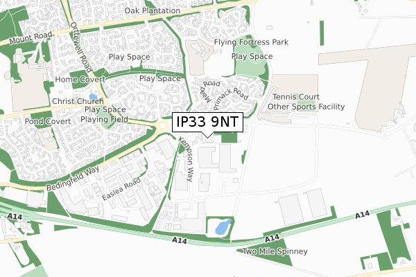 IP33 9NT map - small scale - OS Open Zoomstack (Ordnance Survey)