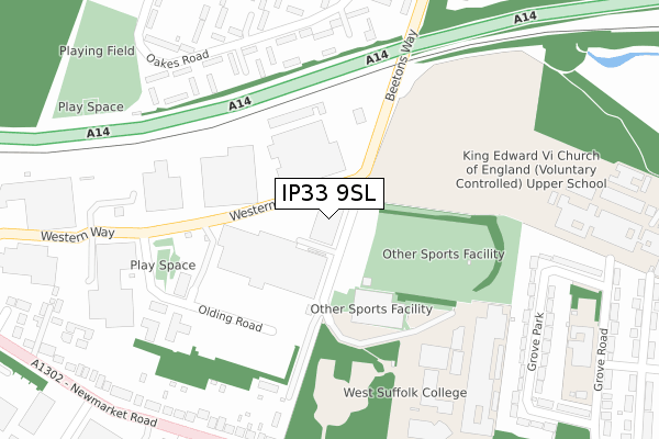 IP33 9SL map - large scale - OS Open Zoomstack (Ordnance Survey)