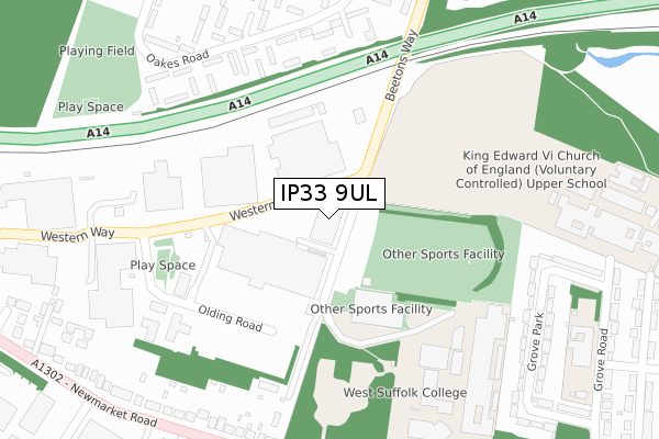 IP33 9UL map - large scale - OS Open Zoomstack (Ordnance Survey)