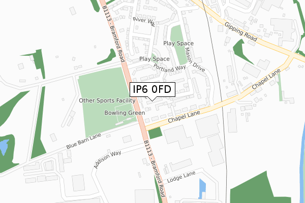 IP6 0FD map - large scale - OS Open Zoomstack (Ordnance Survey)