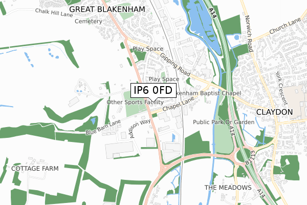 IP6 0FD map - small scale - OS Open Zoomstack (Ordnance Survey)