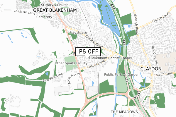 IP6 0FF map - small scale - OS Open Zoomstack (Ordnance Survey)