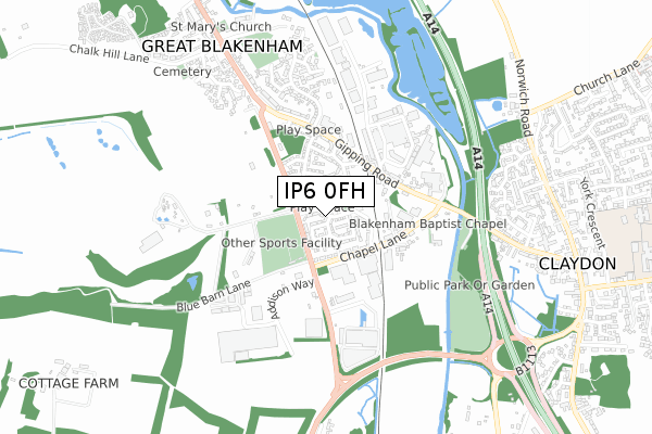 IP6 0FH map - small scale - OS Open Zoomstack (Ordnance Survey)