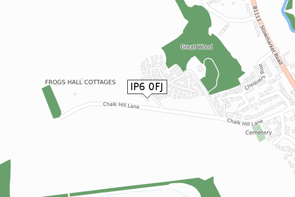 IP6 0FJ map - large scale - OS Open Zoomstack (Ordnance Survey)