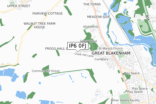 IP6 0FJ map - small scale - OS Open Zoomstack (Ordnance Survey)