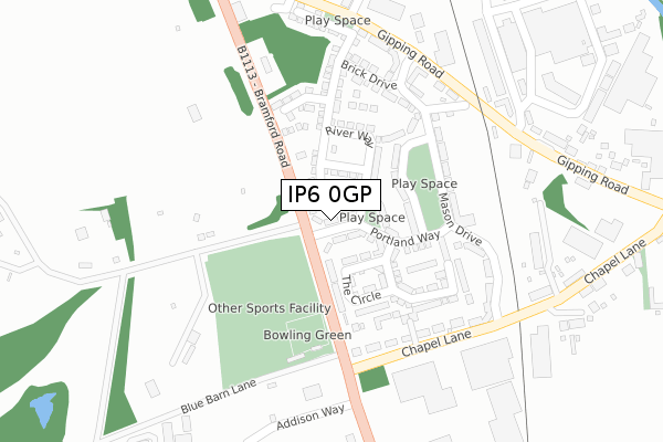 IP6 0GP map - large scale - OS Open Zoomstack (Ordnance Survey)