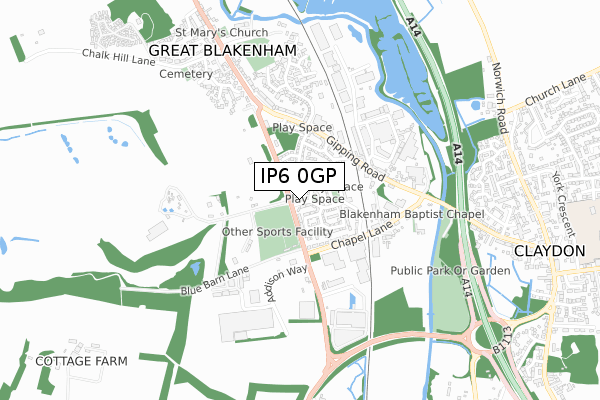 IP6 0GP map - small scale - OS Open Zoomstack (Ordnance Survey)