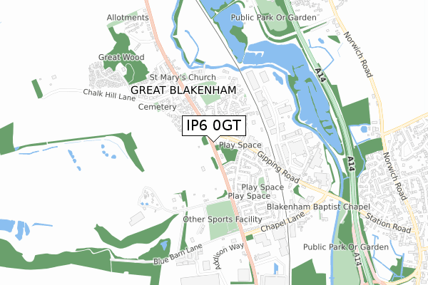 IP6 0GT map - small scale - OS Open Zoomstack (Ordnance Survey)