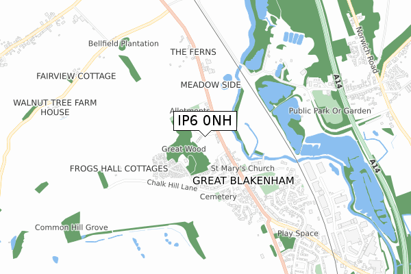 IP6 0NH map - small scale - OS Open Zoomstack (Ordnance Survey)